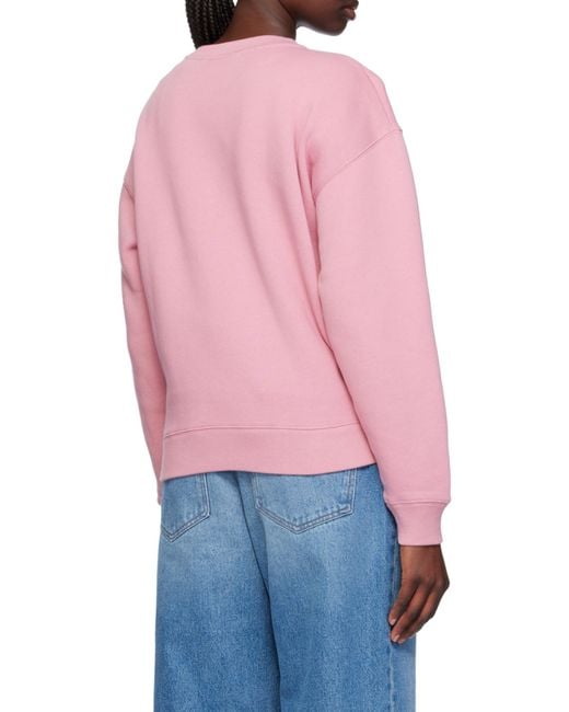 Maison Kitsuné Pink Maison Kitsuné Bold Fox Head Patch Crewneck Sweatshirt