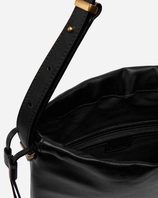Pinko Black Drawstring Logo Plaque Shoulder Bag
