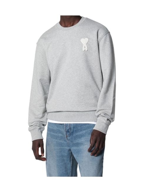 AMI Gray Ami De Coeur Sweatshirt for men
