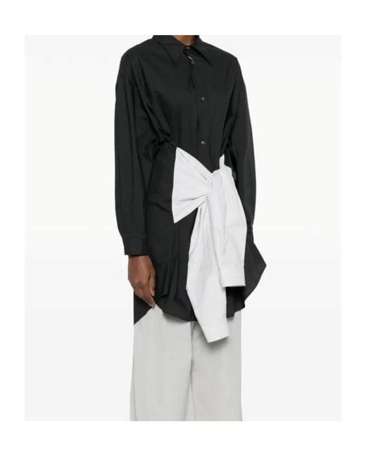 MM6 by Maison Margiela Black Striped Panelled Shirt
