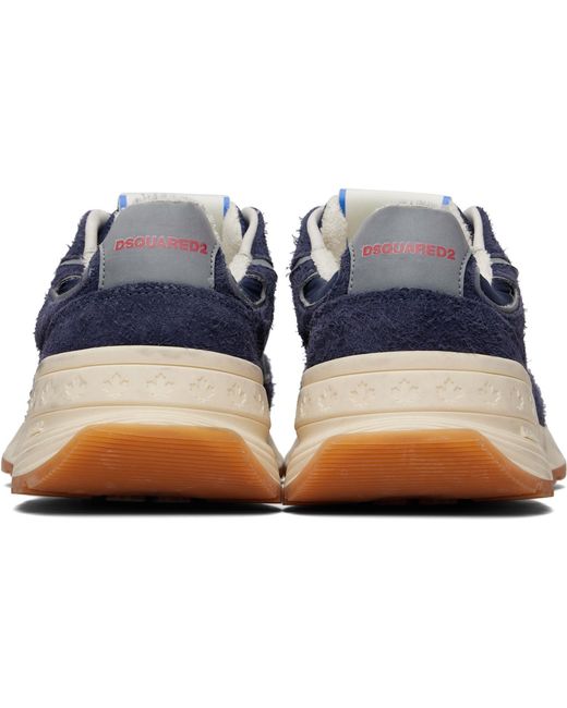 DSquared² Blue Panelled Lace-Up Sneakers for men