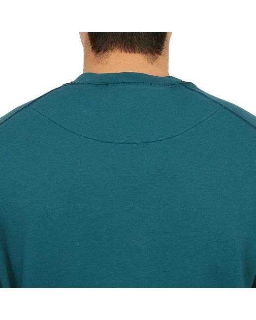 Stone Island Blue Compass-Patch Cotton Sweatshirt for men