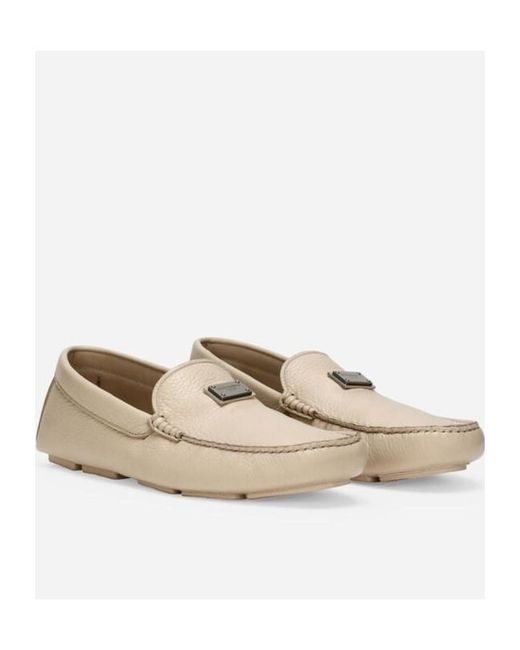 Dolce & Gabbana Natural Loafers With Logo for men