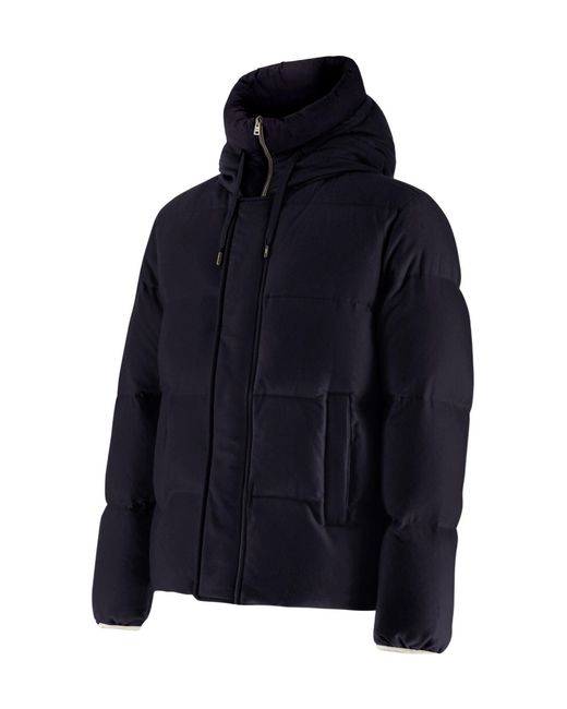 Herno Blue High-Neck Drawstring Bomber Jacket for men