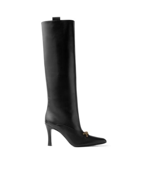 Versace Black Marisa Leather Boots 90 Mm