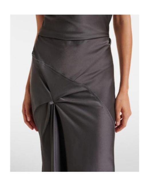 Victoria Beckham Black Posy Draped Gathered Crepe Satin Gown