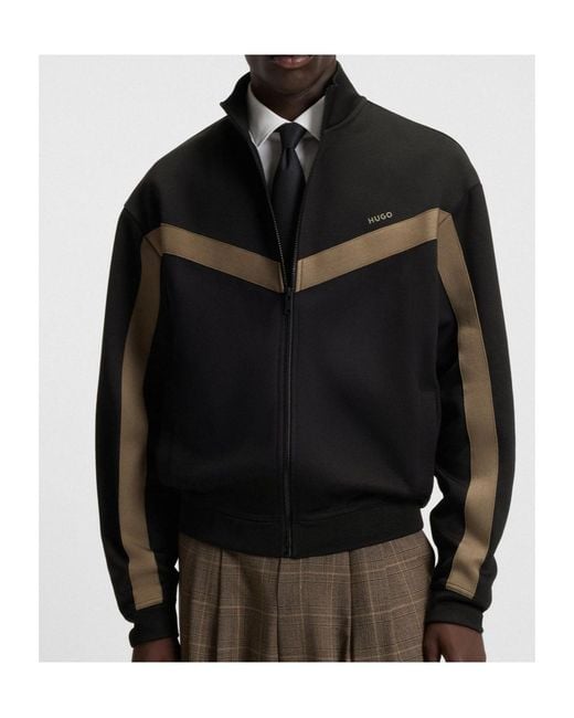 Boss Black Panelled Zip-Up Sweater for men