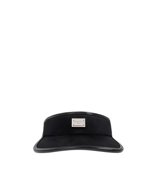 Dolce & Gabbana Black Logo Plaque Gabardine Visor for men