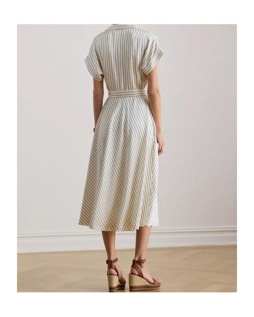 Ralph Lauren Natural Lauren Striped Wrap Dresses