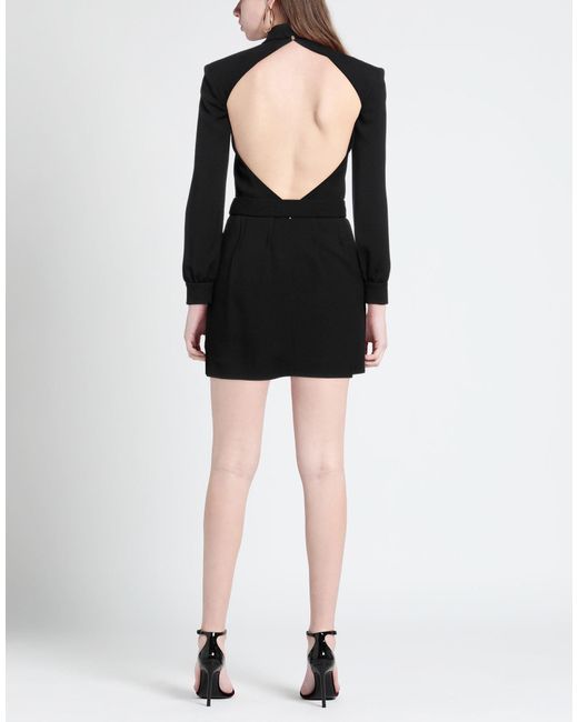 Saint Laurent Black Solid Color Long Sleeve Dress