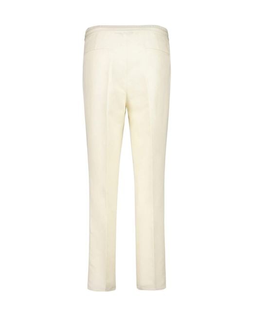 Brunello Cucinelli Natural Drawstring Tapered Leg Trousers for men