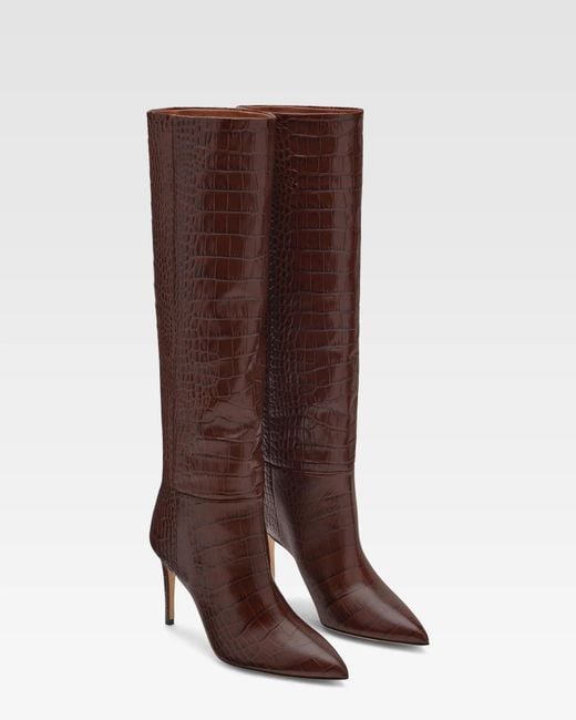 Paris Texas Brown Stiletto 85 Embossed Knee-High Boots