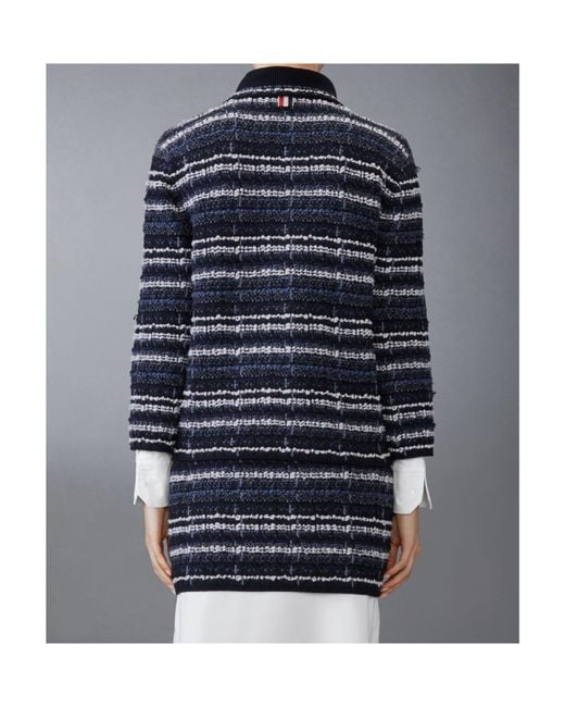 Thom Browne Blue Bouclé Construction Tweed Jacket