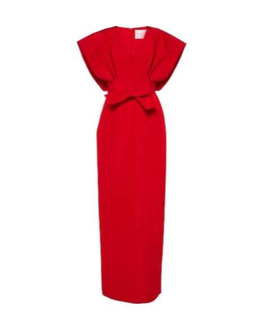 Carolina Herrera Red Bow-Detail Silk Faille Gown