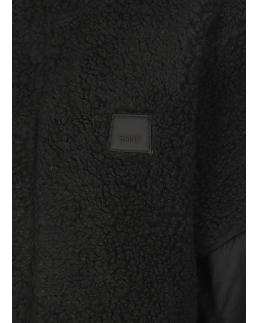 Rains Black Logo Detailed High Neck Jacket