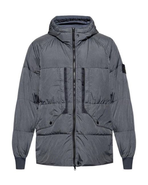 Stone Island Gray Compass-Patch Puffer Jacket for men