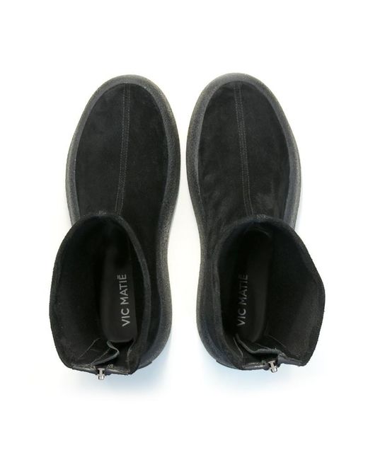 Vic Matié Black Stretch Platform Ankle Boots