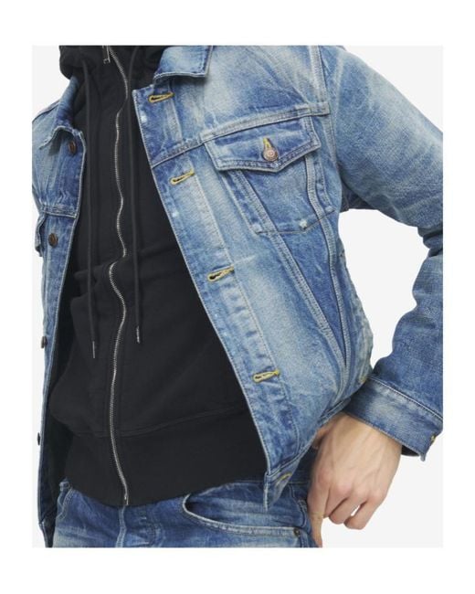 McQueen Blue Faded-Effect Denim Jacket for men