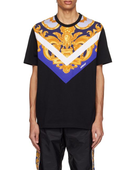Versace Blue Medusa-Print Detail T-Shirt for men