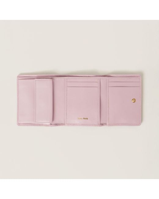 Miu Miu Pink Small Matelassé Nappa Leather Wallet