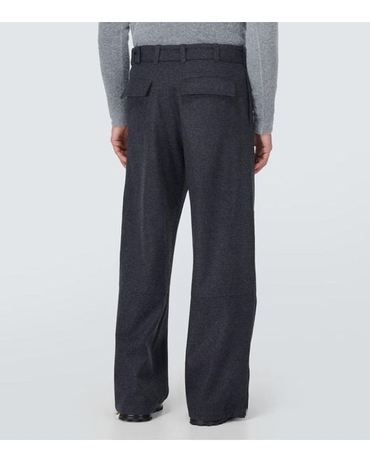 Jil Sander Blue Virgin Wool Wide-Leg Pants for men