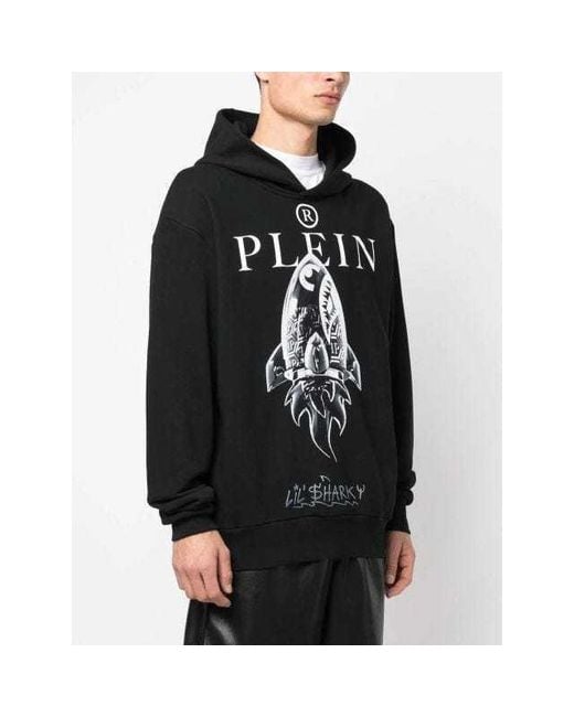 Philipp Plein Black Monsters Pattern Printed Hoodie for men