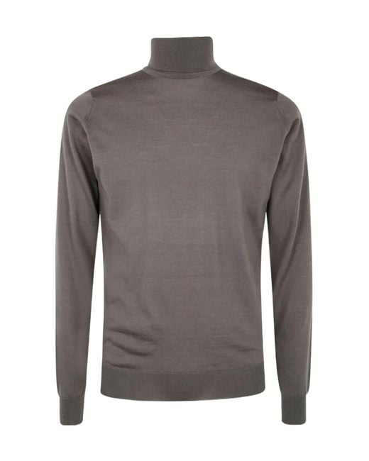 John Smedley Gray High-Neck Sweater for men