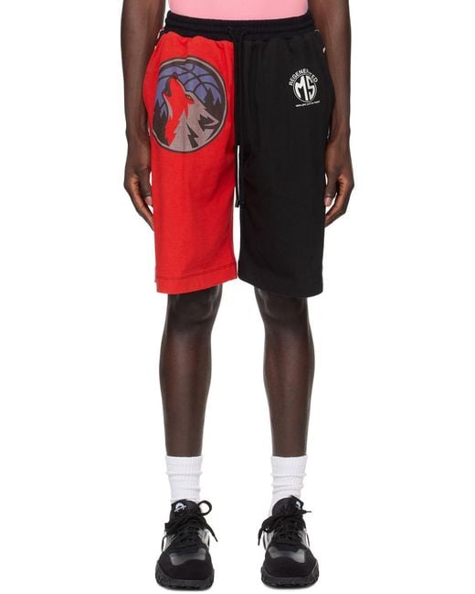 MARINE SERRE Red & Black Graphic Shorts for men