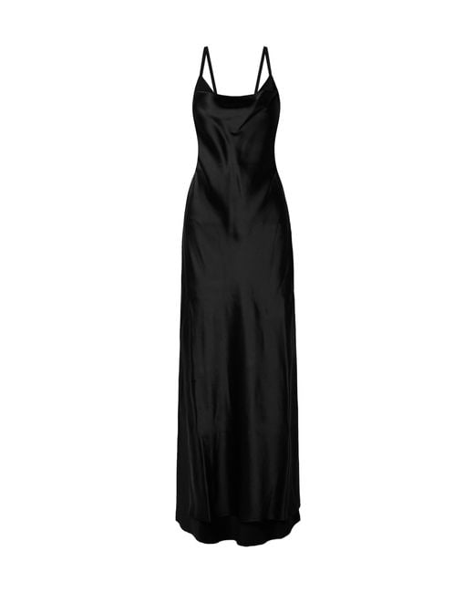 Ann Demeulemeester Black Nura Layered Draped Crepe-Trimmed Satin Maxi Dress