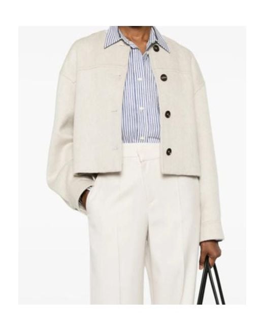 Brunello Cucinelli Natural Button-Fastening Jacket