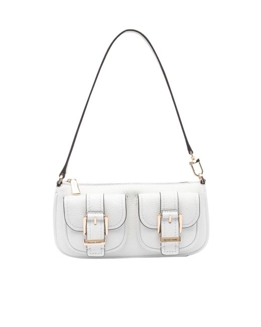 Michael Kors White Michael Zoe Buckle Detailed Shoulder Bag