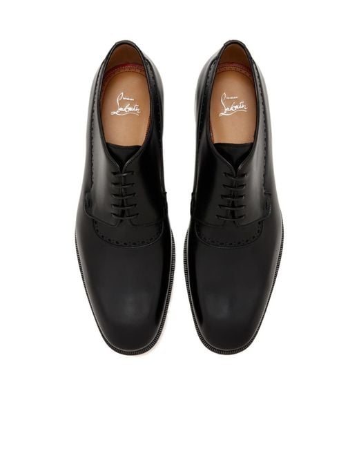 Christian Louboutin Black Brogued Derby Shoes for men