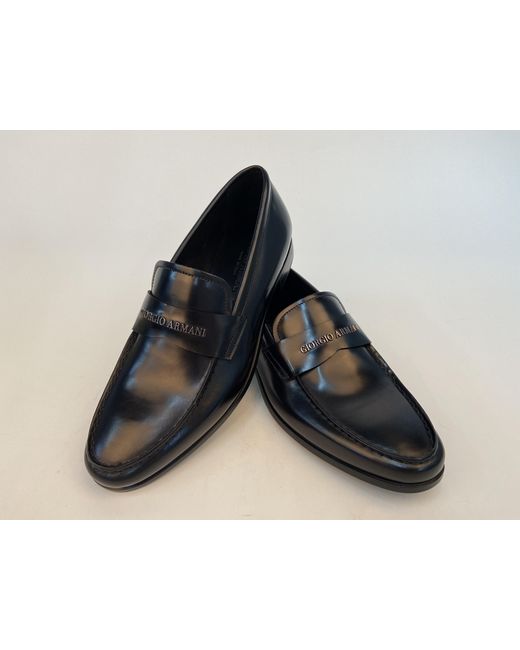 Giorgio Armani Black Logo Business Casual Shoes for men