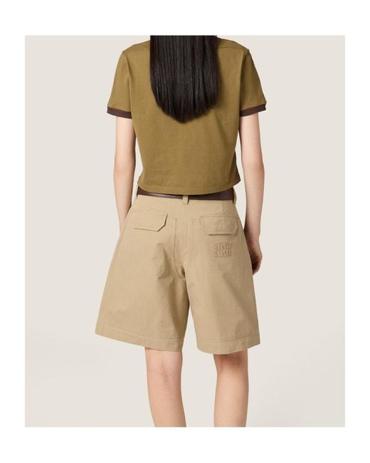 Miu Miu Green Crewneck Cropped T-Shirt
