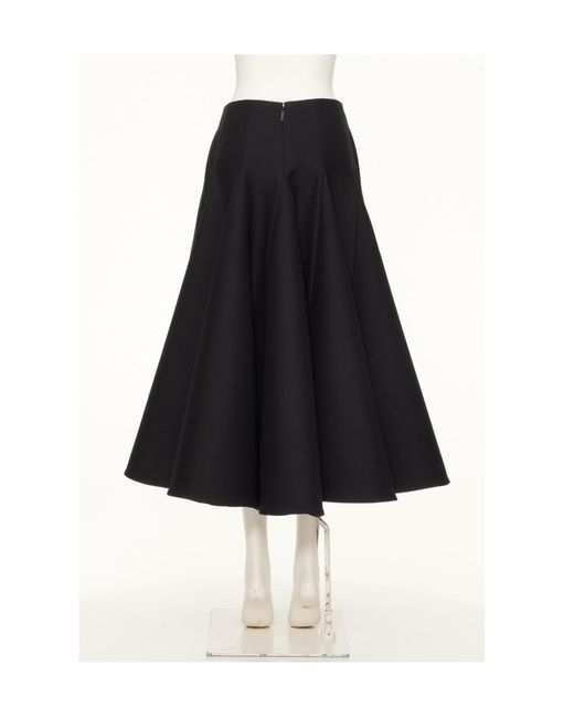 Valentino Black Crepe Couture Flared Midi Skirt
