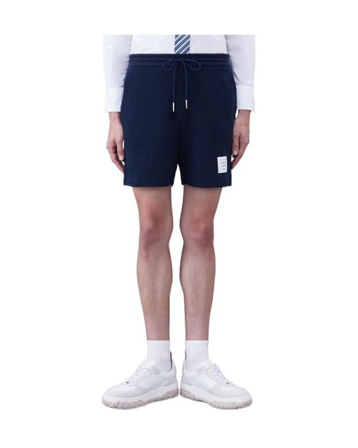 Thom Browne Black Rwb Stripe-Trimmed Drawstring Track Shorts for men