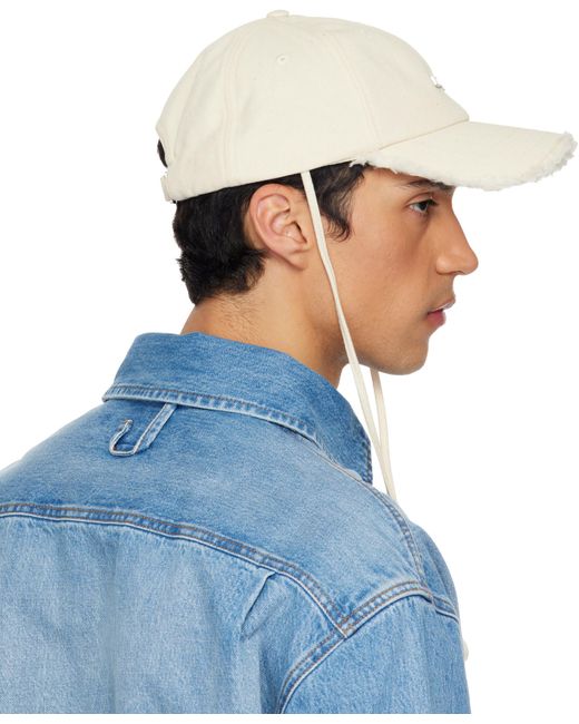 Jacquemus White The Artichaut Curved Peak Cap for men