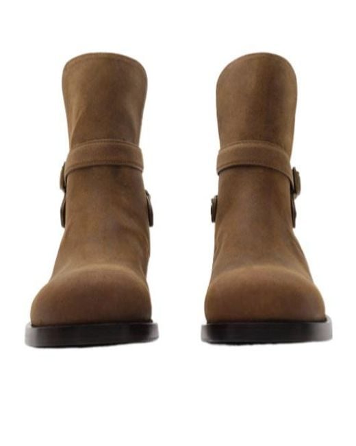 Burberry Brown Waxed Ledger Ankle Boots for men