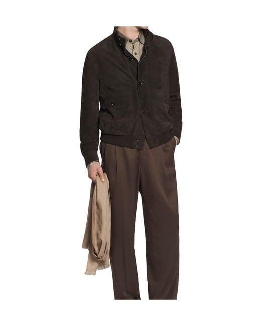 Brioni Black Dark Perforated Suede 75 Blouson for men