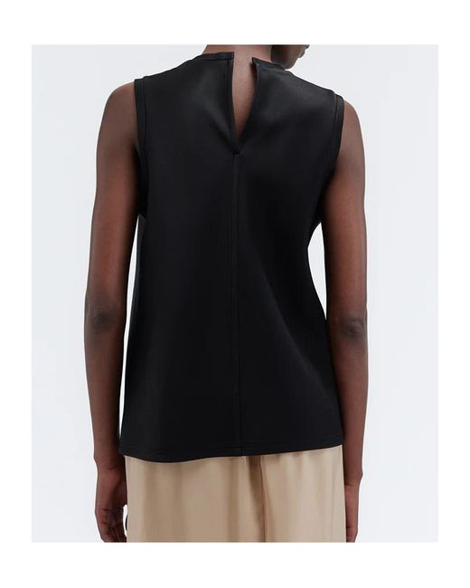 Carven Black Sleeveless Split-Neck Top