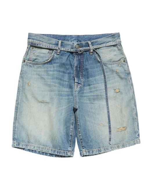 Acne Blue Distressed Denim Shorts for men
