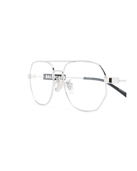 Balenciaga White Eyewear Pilot Frame Glasses