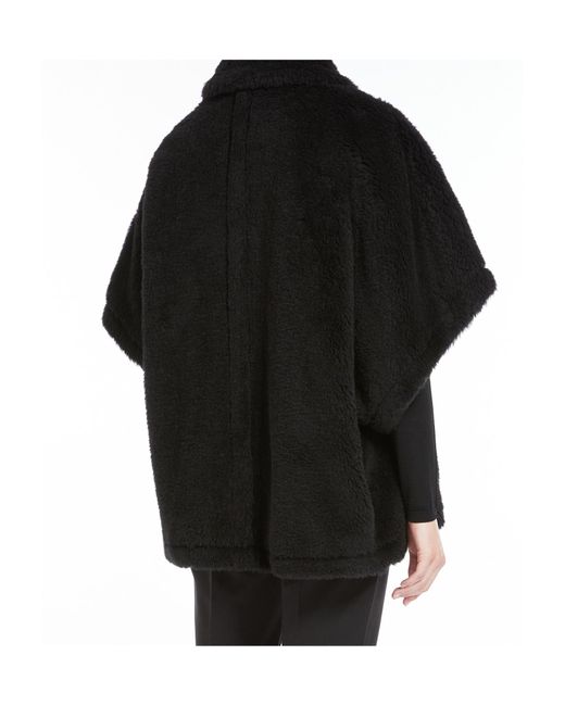 Max Mara Black Tebe Faux Fur Short-Sleeved Coat