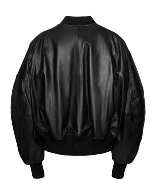 The Attico Black Long-Sleeved Leather Jacket