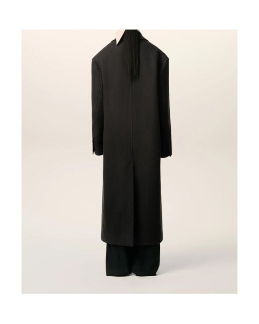 AMI Black Double-Breasted Long Coat