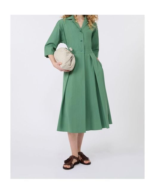 Weekend by Maxmara Green Button-Down Shirt Dress