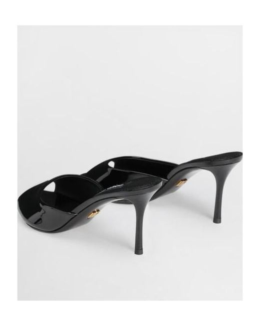 Dolce & Gabbana Black 75Mm Vernice Patent Leather Mule Sandals