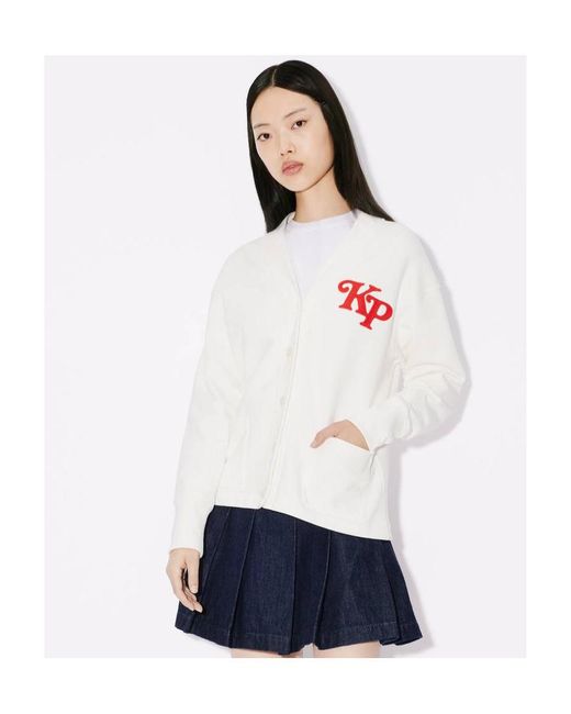 KENZO White By Verdy' Embroidered Sweatshirt Cardigan