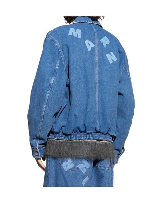 Marni Blue Denim Logo-Print Jacket for men