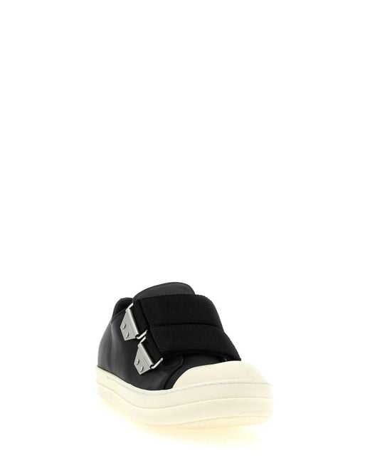 Rick Owens Black Double Strap Low-Top Sneakers for men